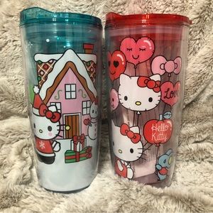 HTF! Hello Kitty Bundle Set of Two Christmas and Valentine’s Tumblers
